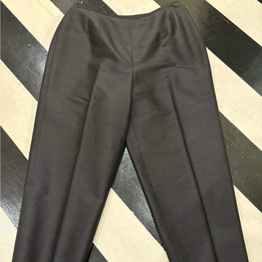 Talbots, black silk shantung trousers